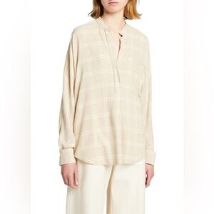🆕 NWT Vince Shadow Plaid Long Sleeve Wool Blend Blouse Size XXL (MSRP $325)